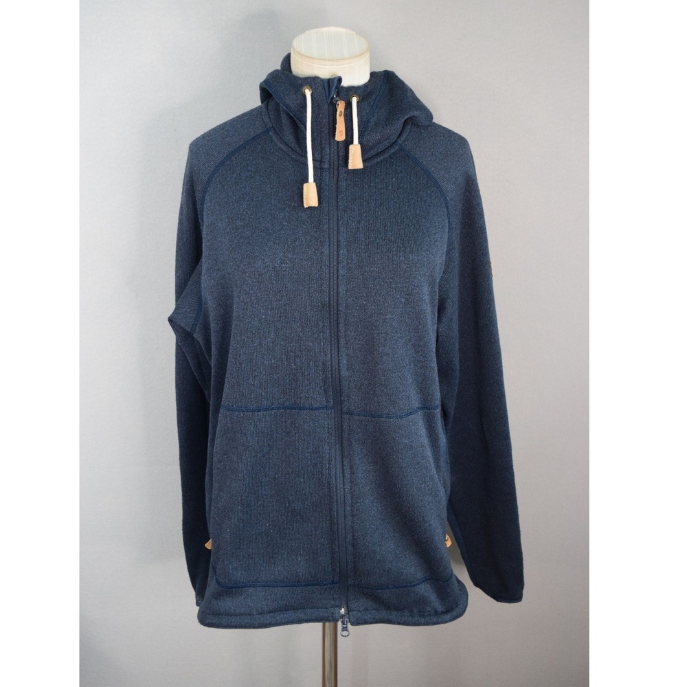Fjallraven Ovik Fleece Hoodie Large Navy Blue Zip Up Mens Jacket